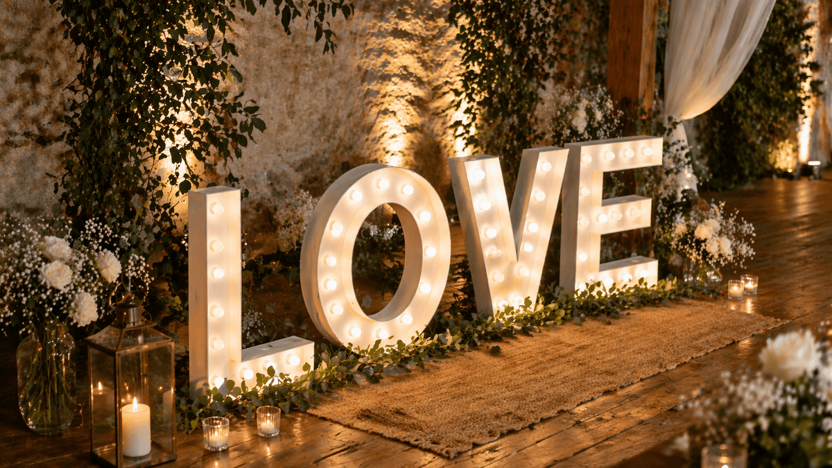 Jak sladit svítící písmena s výzdobou svatby, aby nepůsobila rušivě